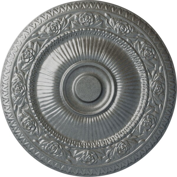 Ekena Millwork Neuveau Ceiling Medallion (Fits Canopies up to 6 3/8"), Hand-Painted Platinum, 24 1/4"OD x 2"P CM24NAPLS - main
